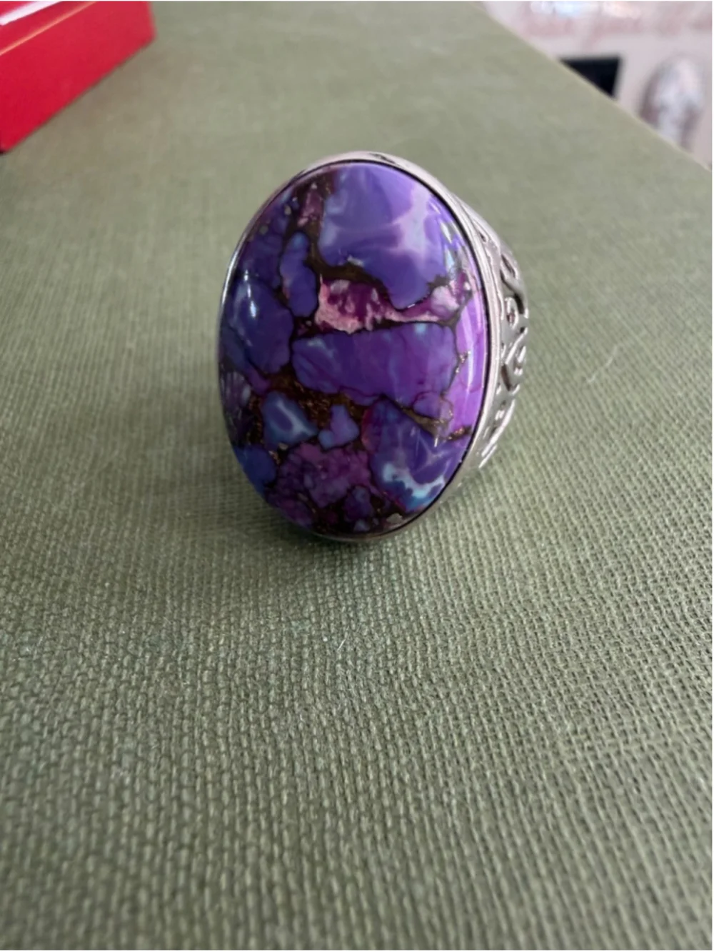 Sterling Silver Purple Mojave Turquoise Ring Thick 925 Size 9